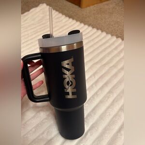 Hoka Black and Silver Tumbler with Handle